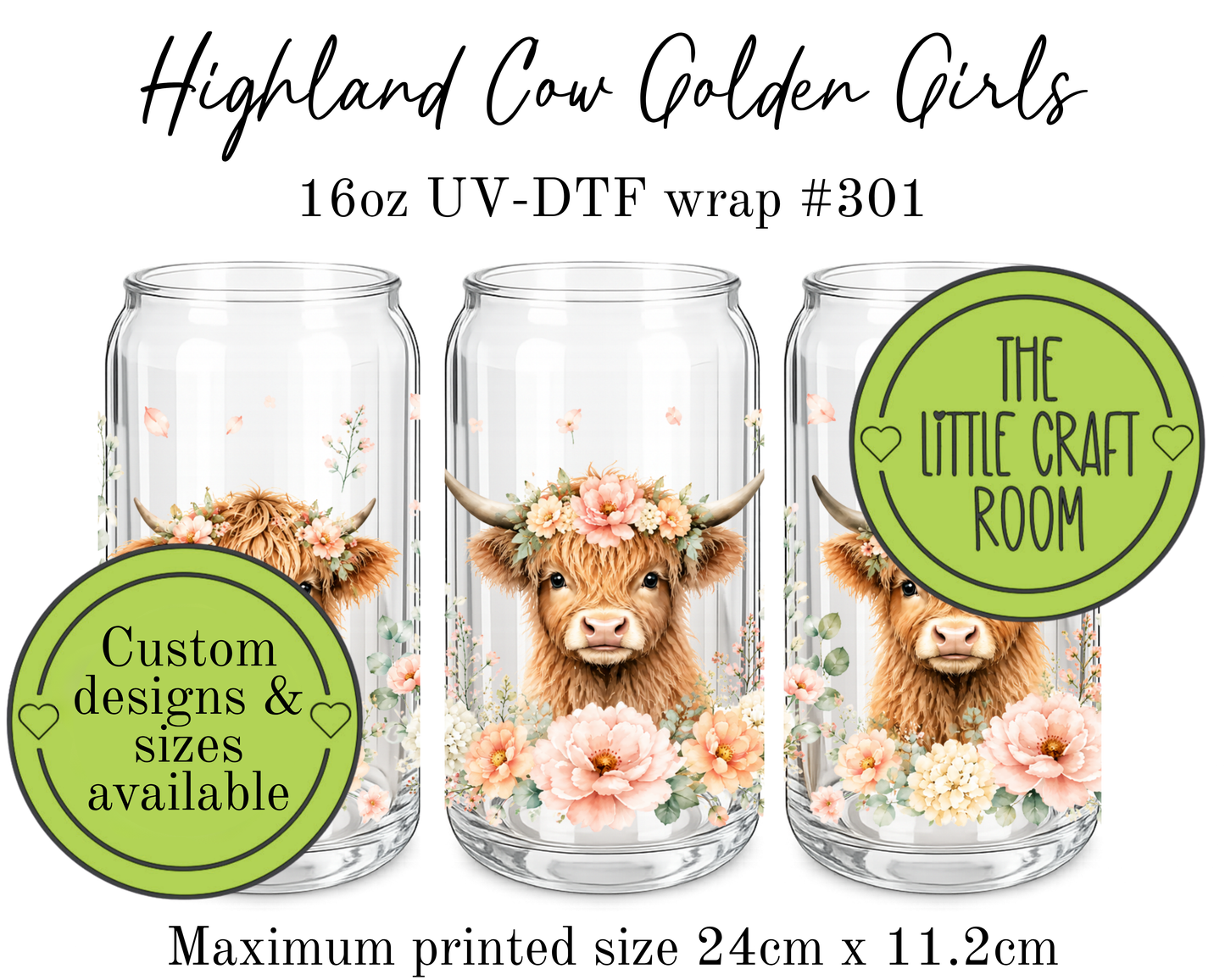 Highland Cows Golden Girls 16oz UV-DTF wrap #301