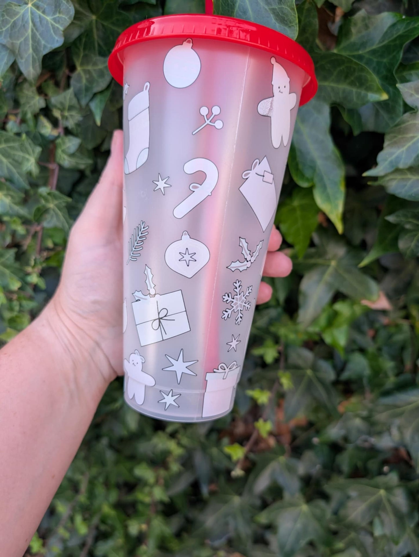 Christmas Colour Change 24oz Cold Cup - Red