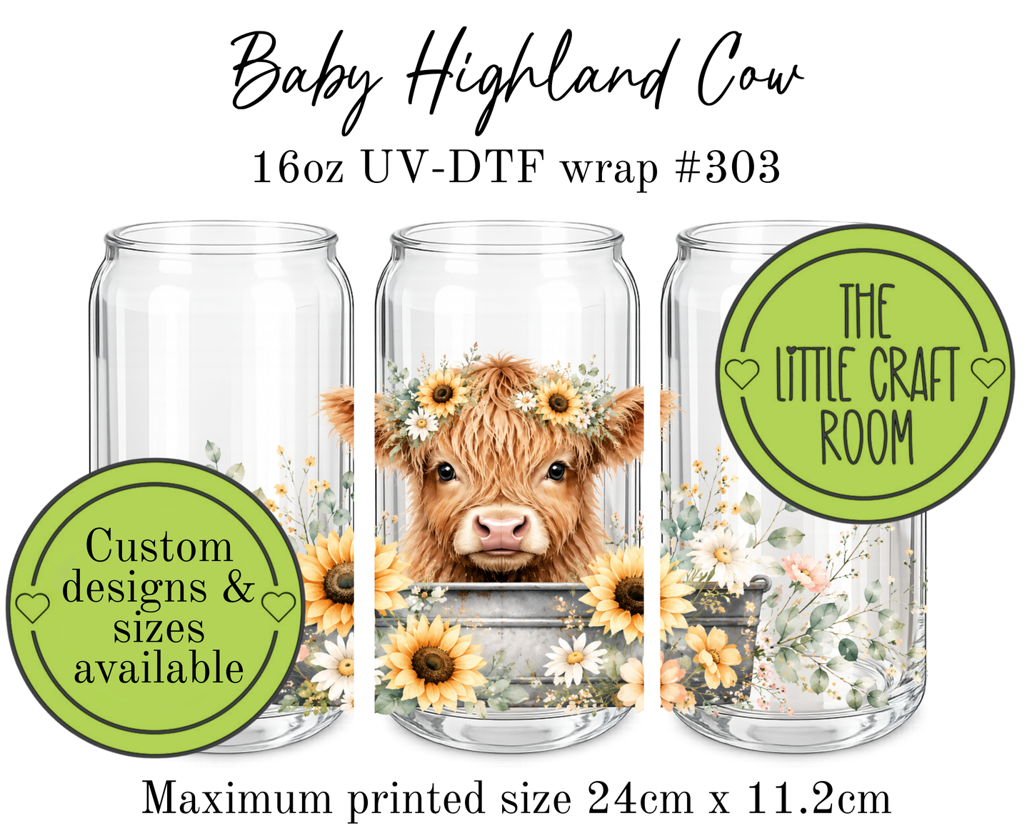 Baby Highland Cow 16oz UV-DTF wrap #303