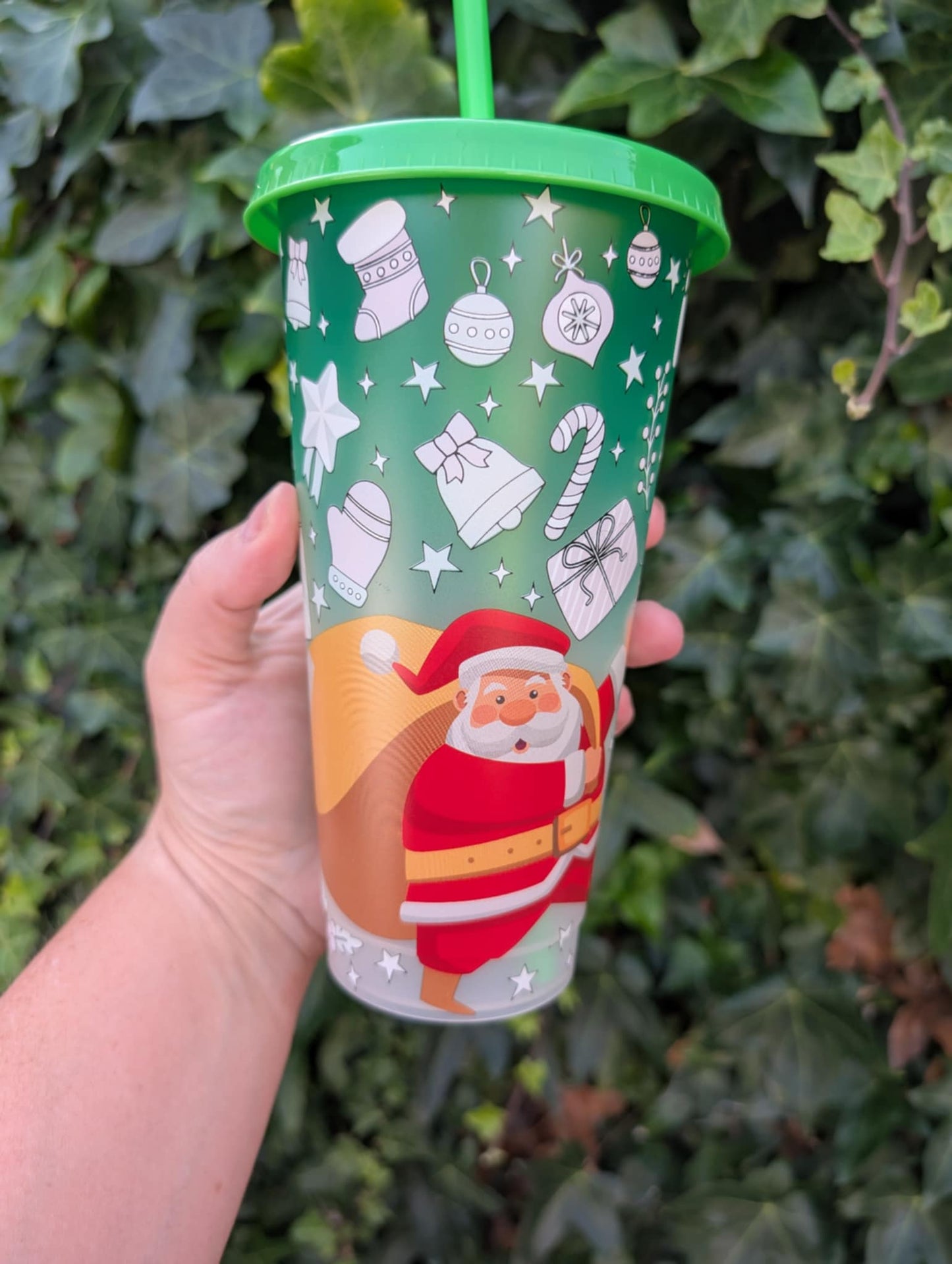 Christmas Colour Change 24oz Cold Cup - Green