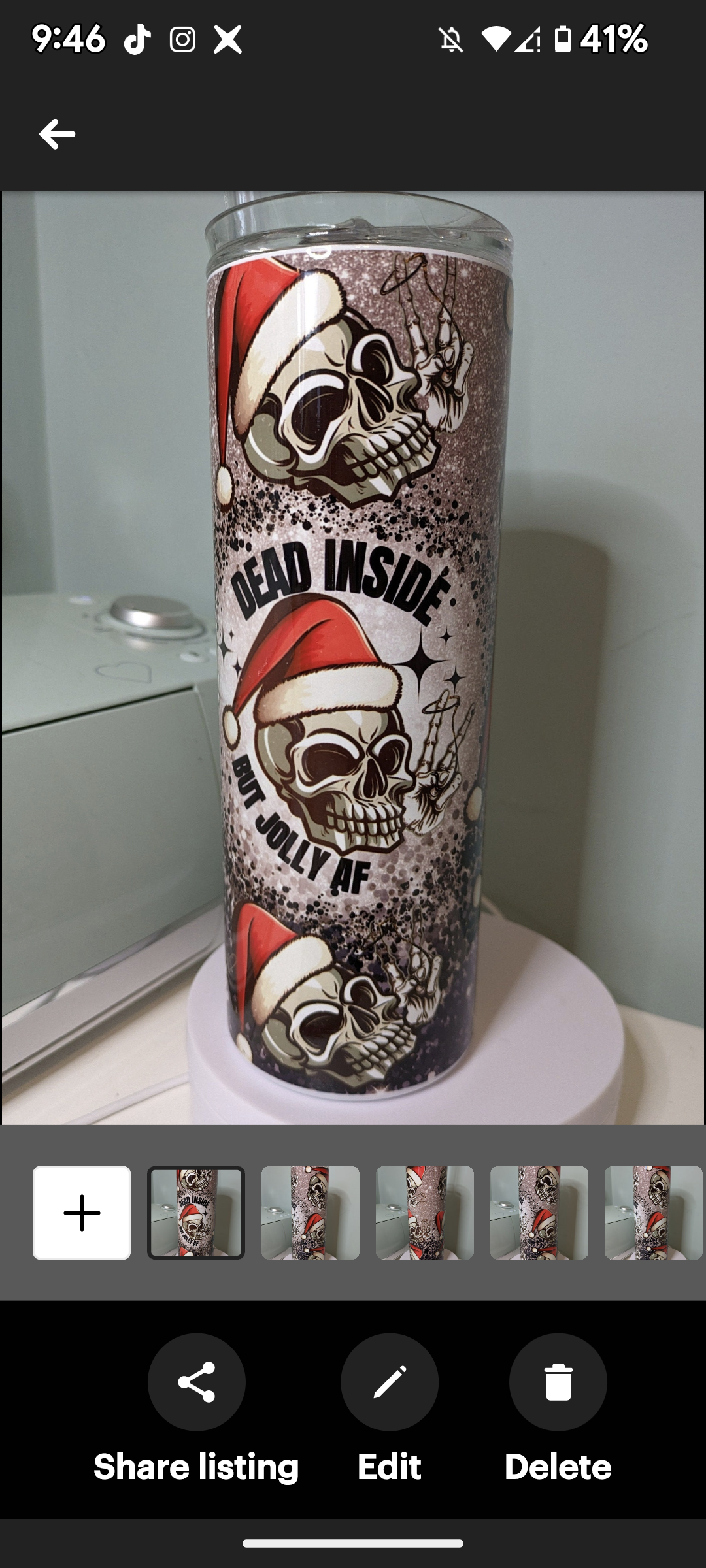 Dead inside but festive AF skinny tumbler
