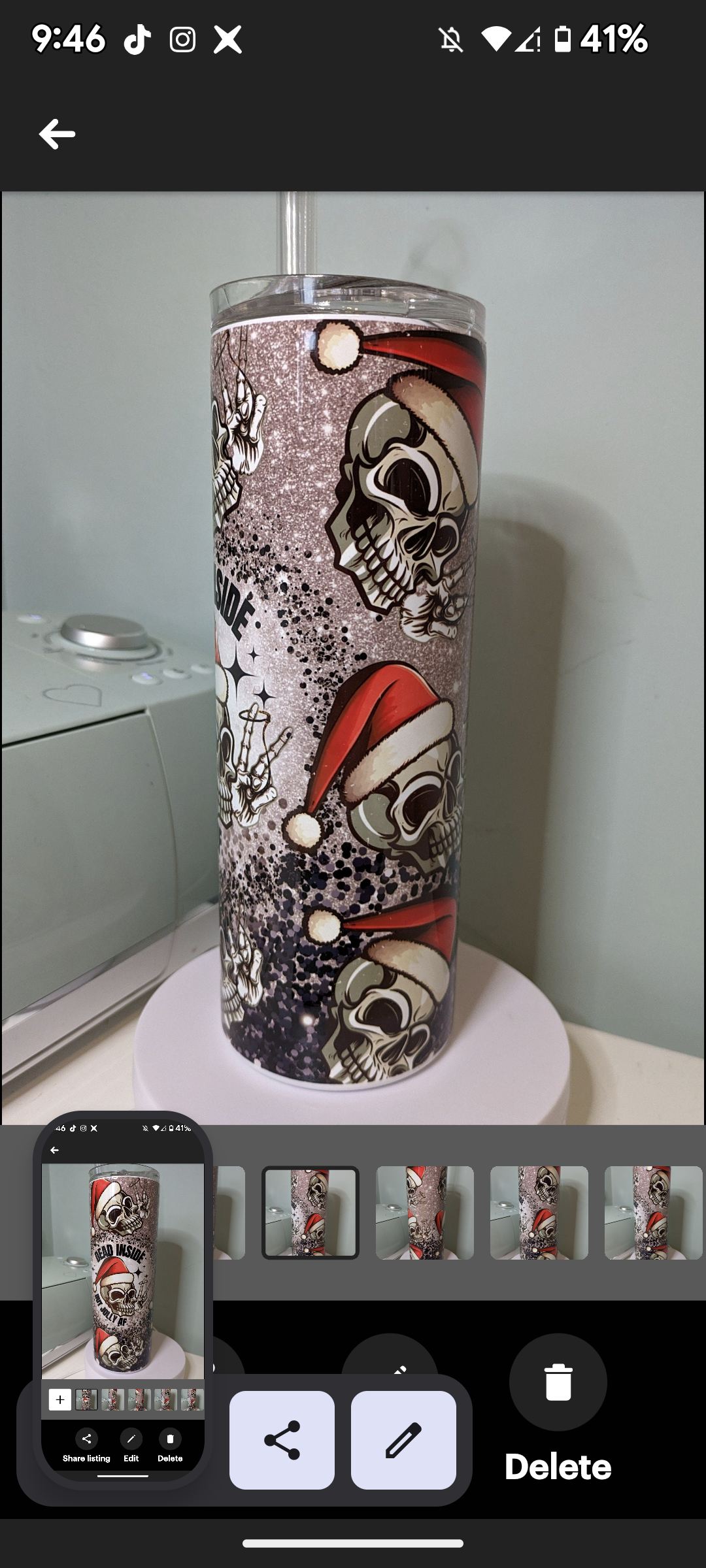 Dead inside but festive AF skinny tumbler
