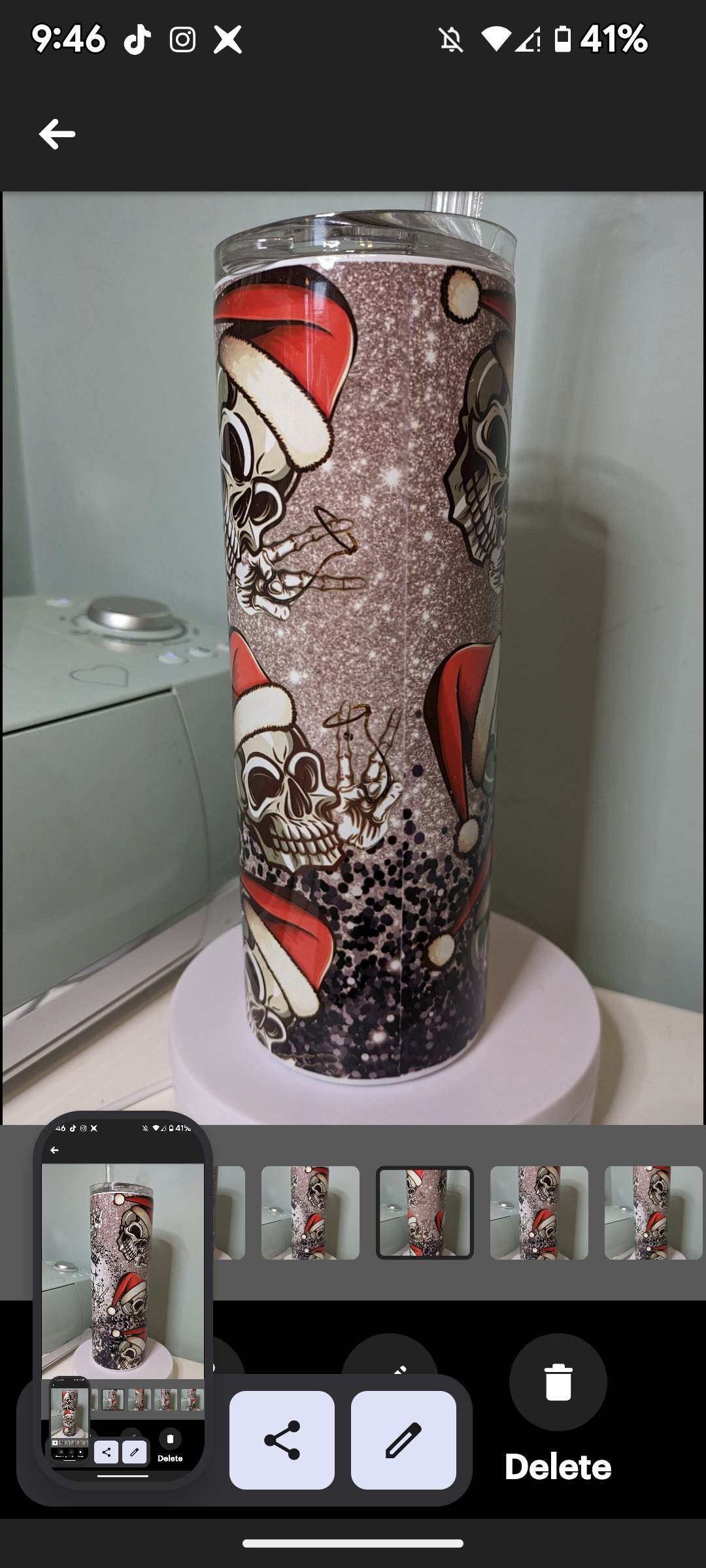 Dead inside but festive AF skinny tumbler