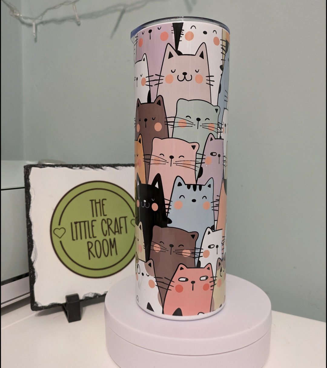 Cute cartoon cat skinny tumbler