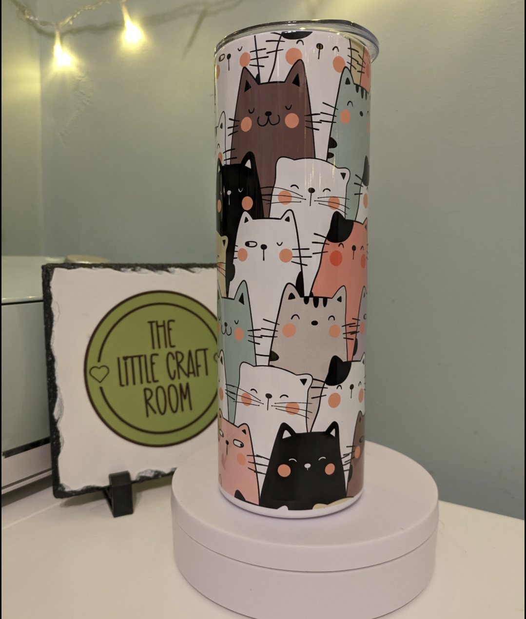 Cute cartoon cat skinny tumbler