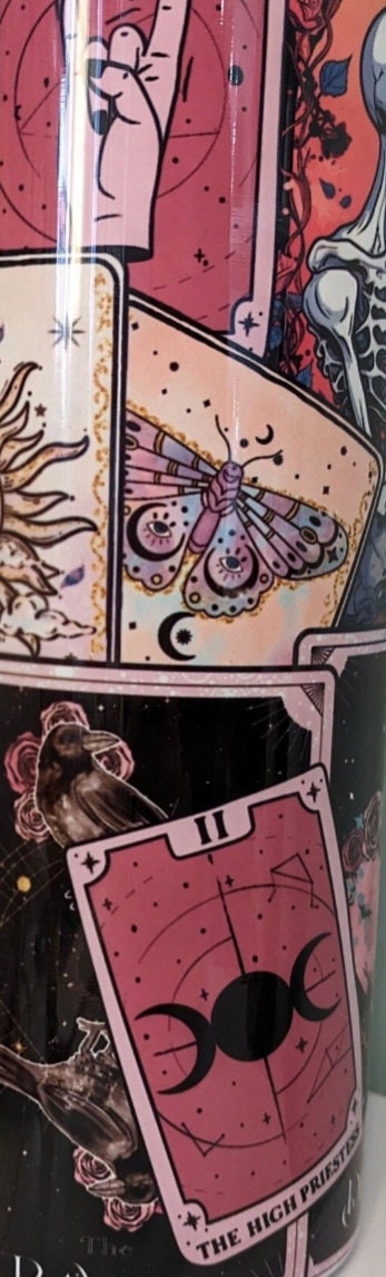 Purrfectly devine - Tarot card cat skinny tumbler gift - Mystic kitty on the go!