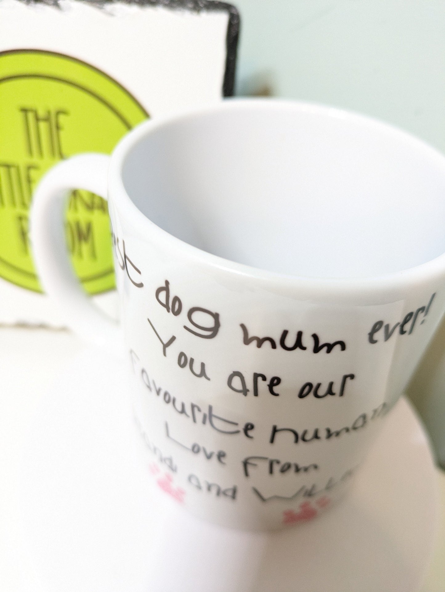 Best dog mum ever dog lover parent gift. Personalised with pink or blue paws