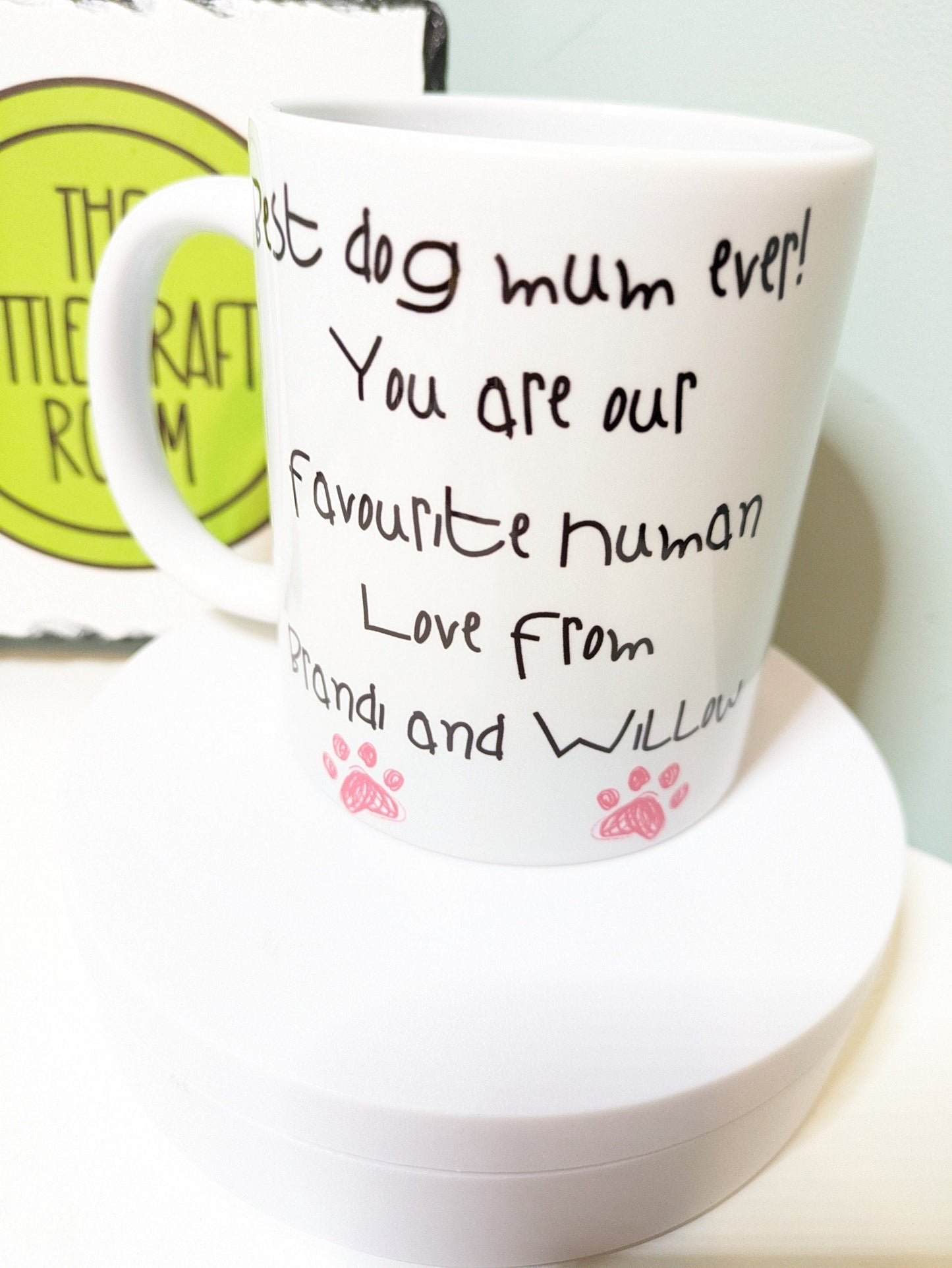 Best dog mum ever dog lover parent gift. Personalised with pink or blue paws