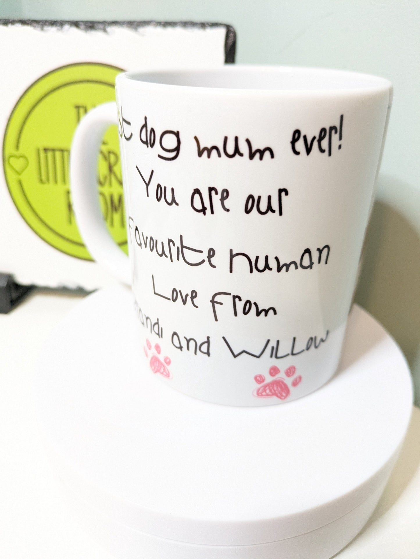 Best dog mum ever dog lover parent gift. Personalised with pink or blue paws