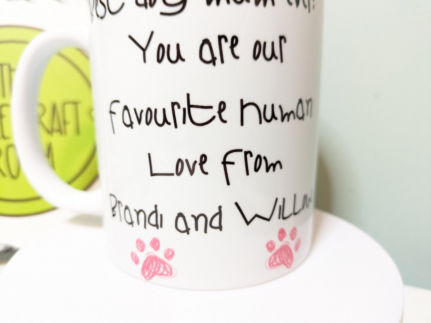 Best dog mum ever dog lover parent gift. Personalised with pink or blue paws