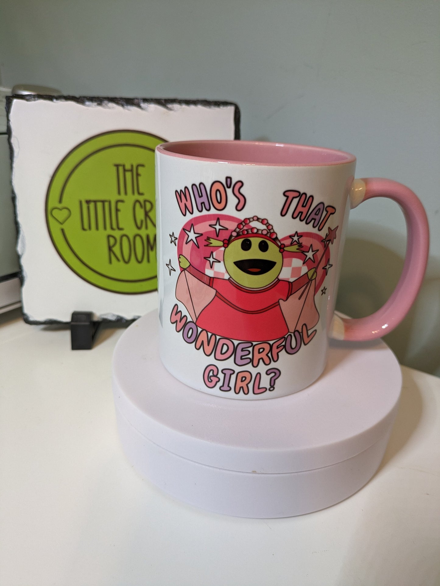 Nanalan. Mona. Who's that wonderful girl. Pink mug. Funny meme mug. Best friend gift.