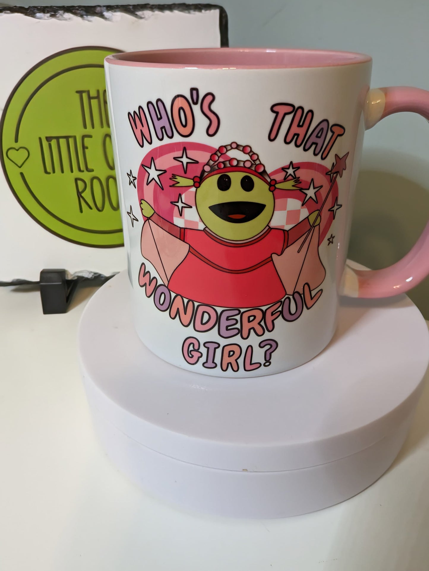 Nanalan. Mona. Who's that wonderful girl. Pink mug. Funny meme mug. Best friend gift.