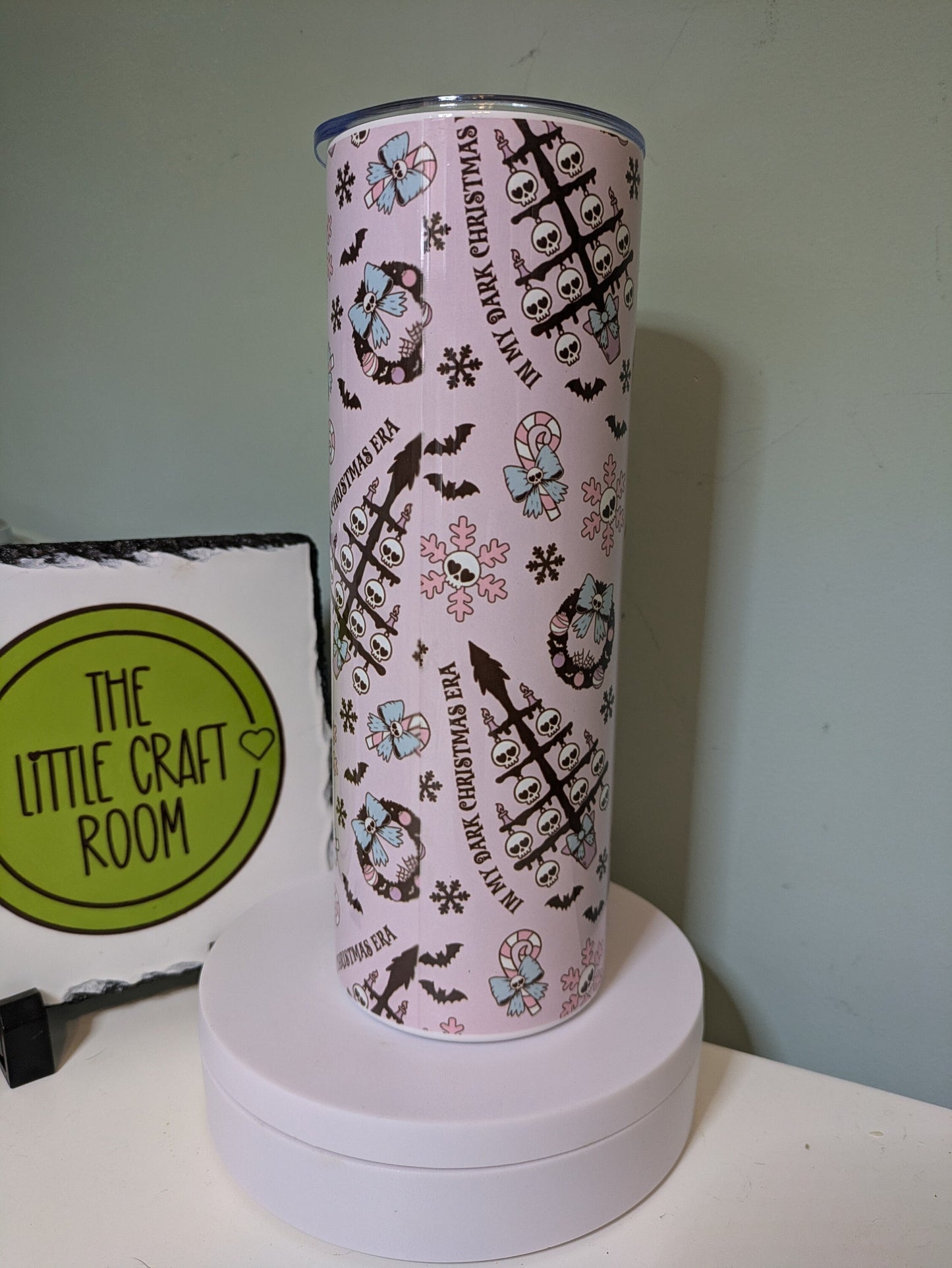 In my dark Christmas era. Gothic gift. Secret santa. Pink. Bah humbug. Grinch. Christmas gift. Skinny tumbler. Coffee cup.