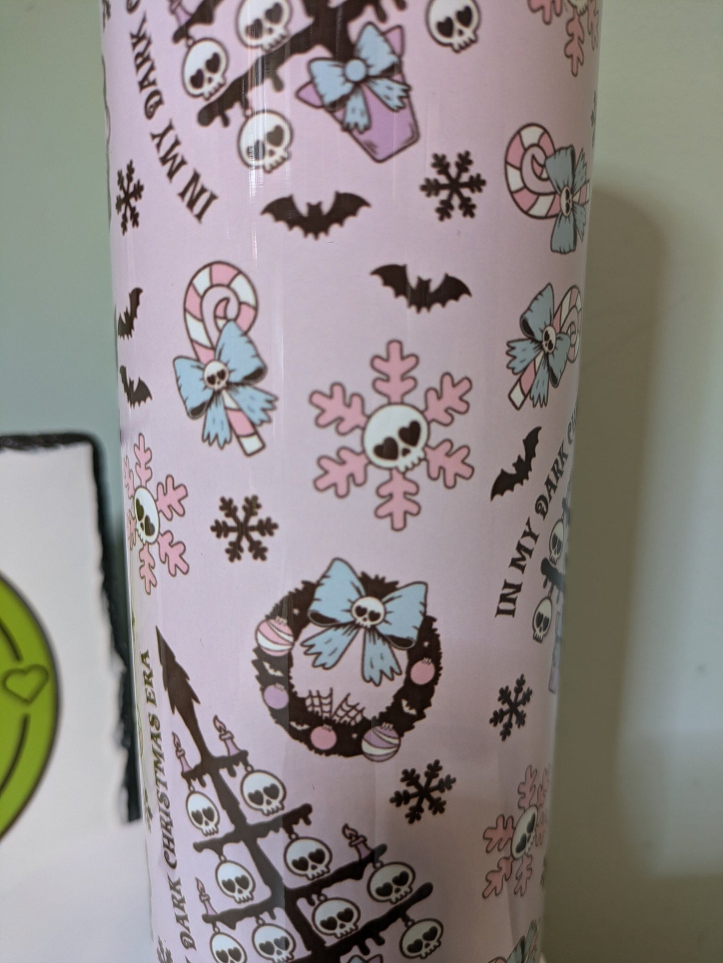 In my dark Christmas era. Gothic gift. Secret santa. Pink. Bah humbug. Grinch. Christmas gift. Skinny tumbler. Coffee cup.