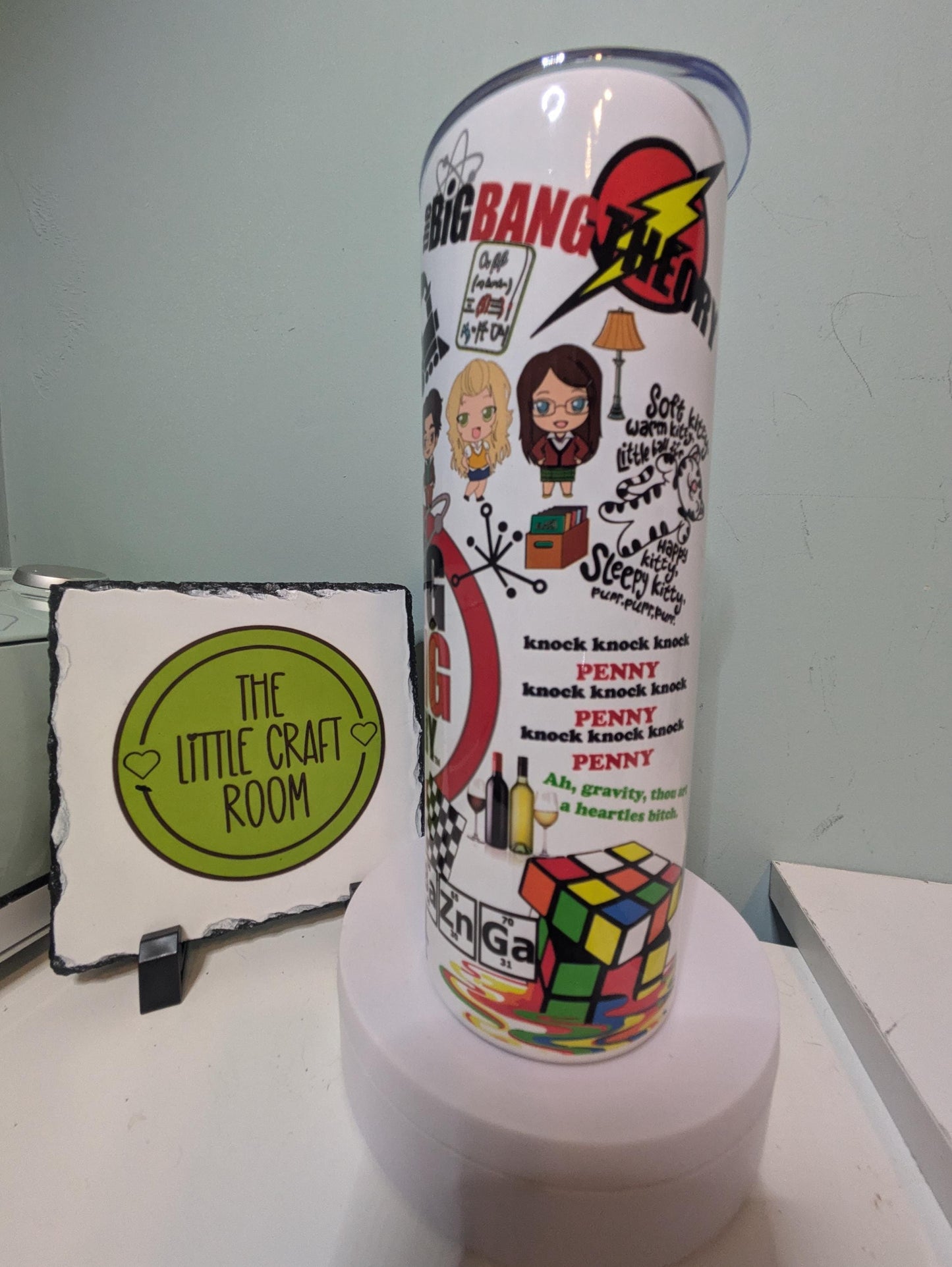 Big bang theory themed. Bazinga. Office meech .Christmas fathers day gift cup mug. Sheldon. Secret Santa. Skinny tumbler. Coffee