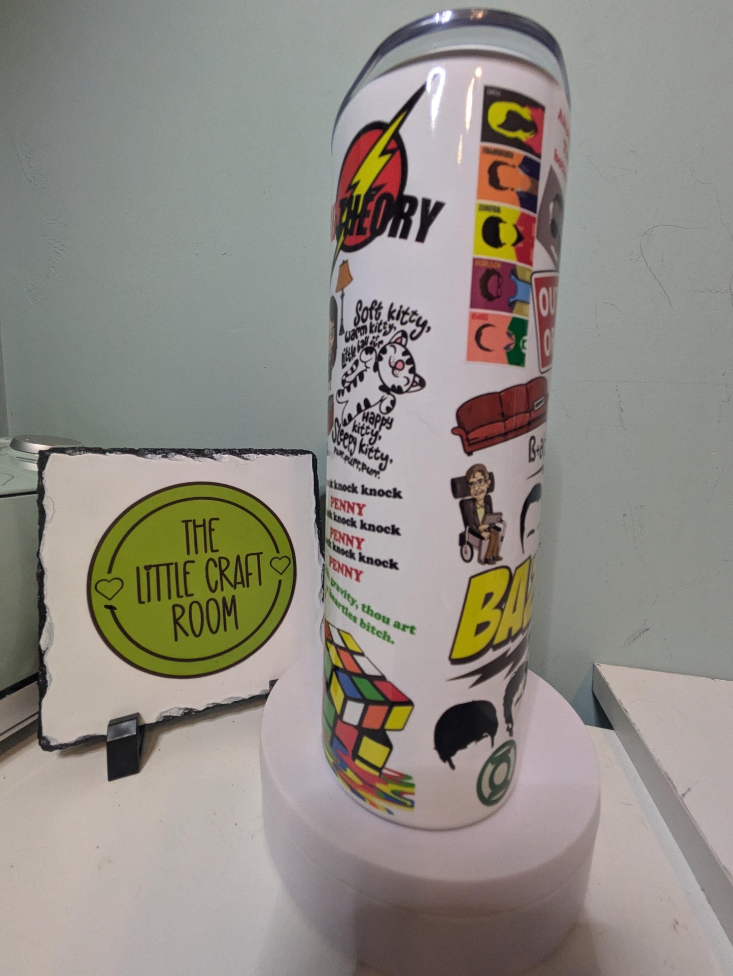 Big bang theory themed. Bazinga. Office meech .Christmas fathers day gift cup mug. Sheldon. Secret Santa. Skinny tumbler. Coffee