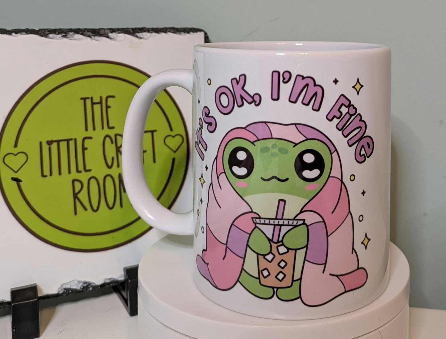 I'm fine. Cute frog. Frog love. Mental health. Anxiety. Neurodivergent. Funny meme mug. Best friend gift.