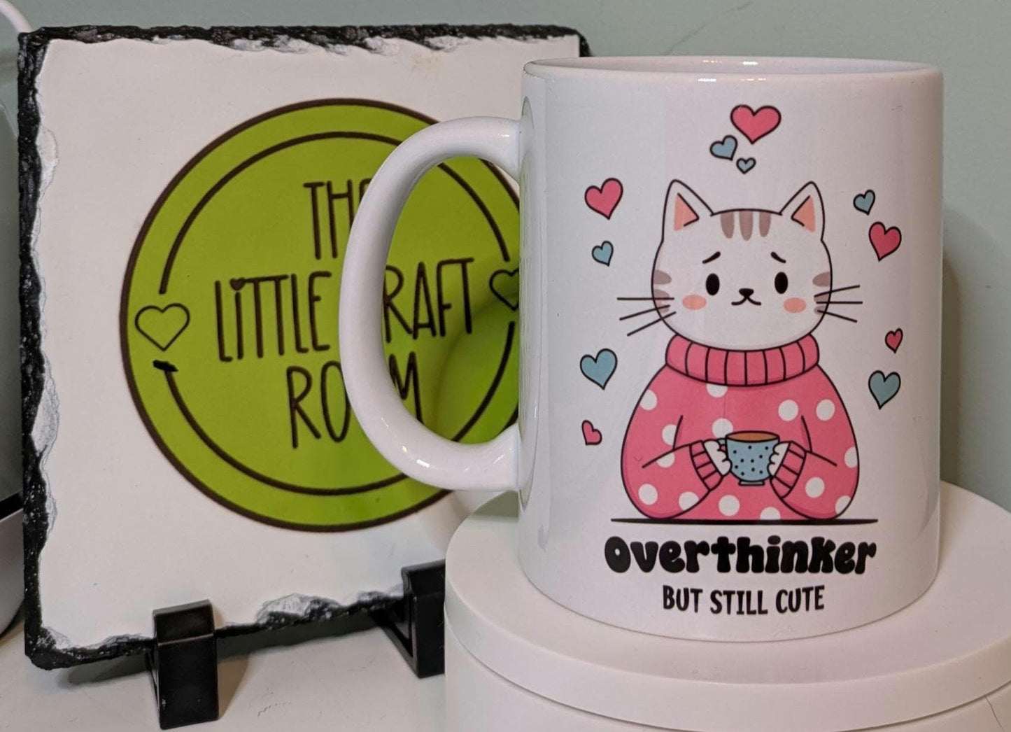 Overthinker but still cute. Cat lover. Pink pony. Mental health. Anxiety. Neurodivergent. Funny meme mug. Best friend gift.