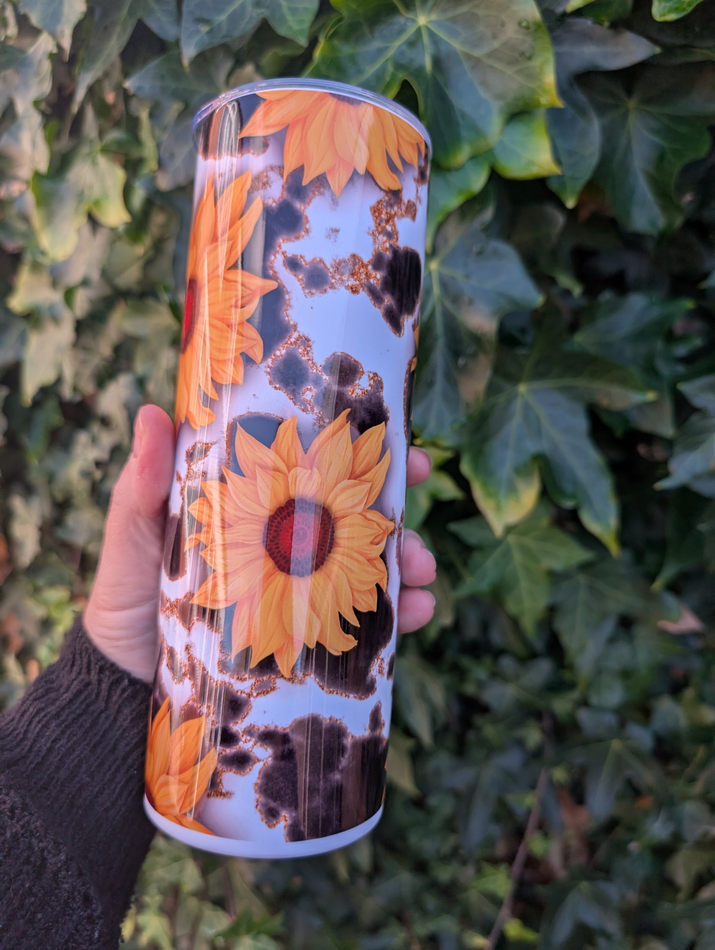 Cow print and sunflowers 20oz Tumbler