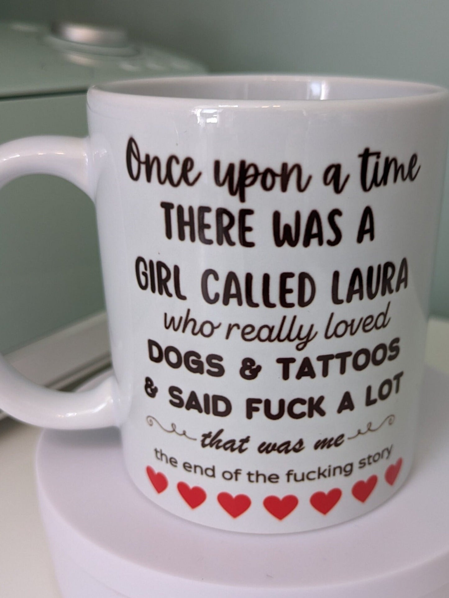 Just a girl who loves dogs and tattoos mug *personalised*