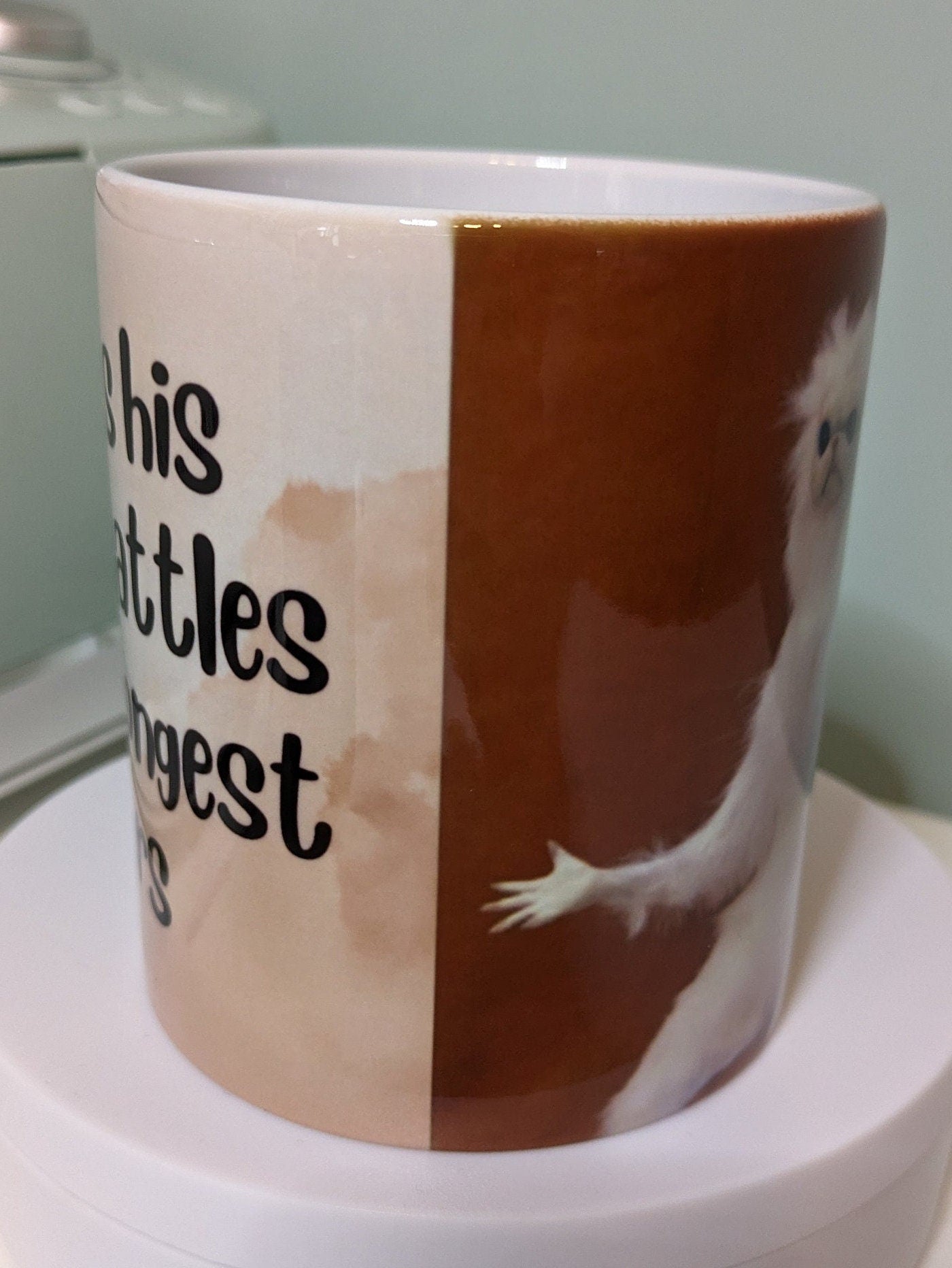 God gives his battles funny quote mug