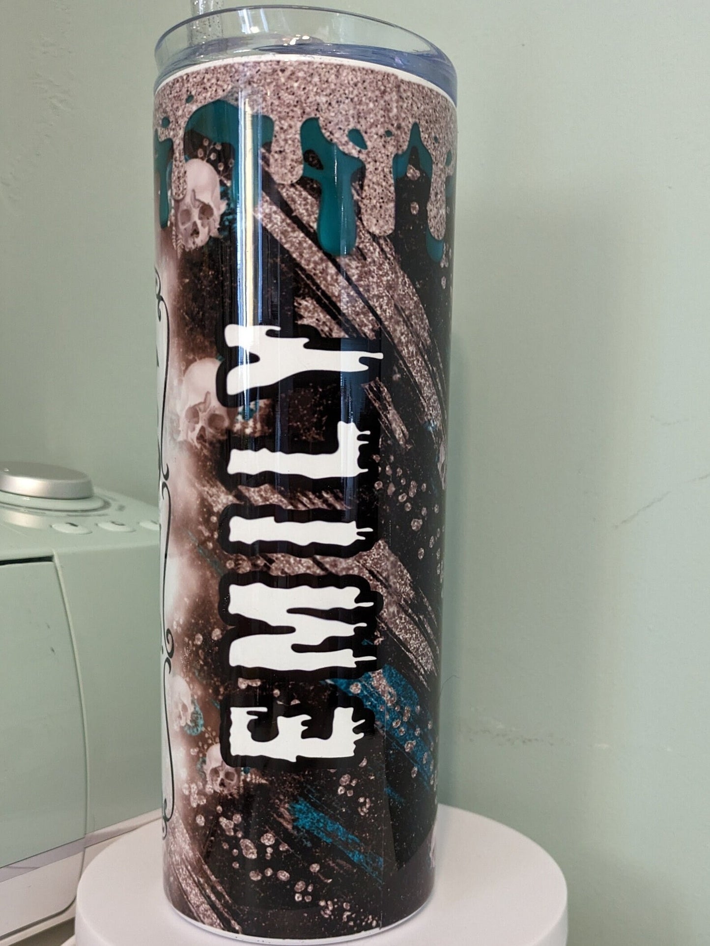 Tarot card cat skinny tumbler