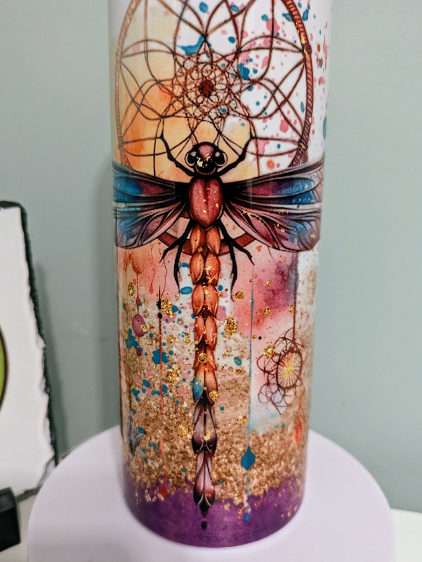 Dragonfly dreamcatcher skinny tumbler gift