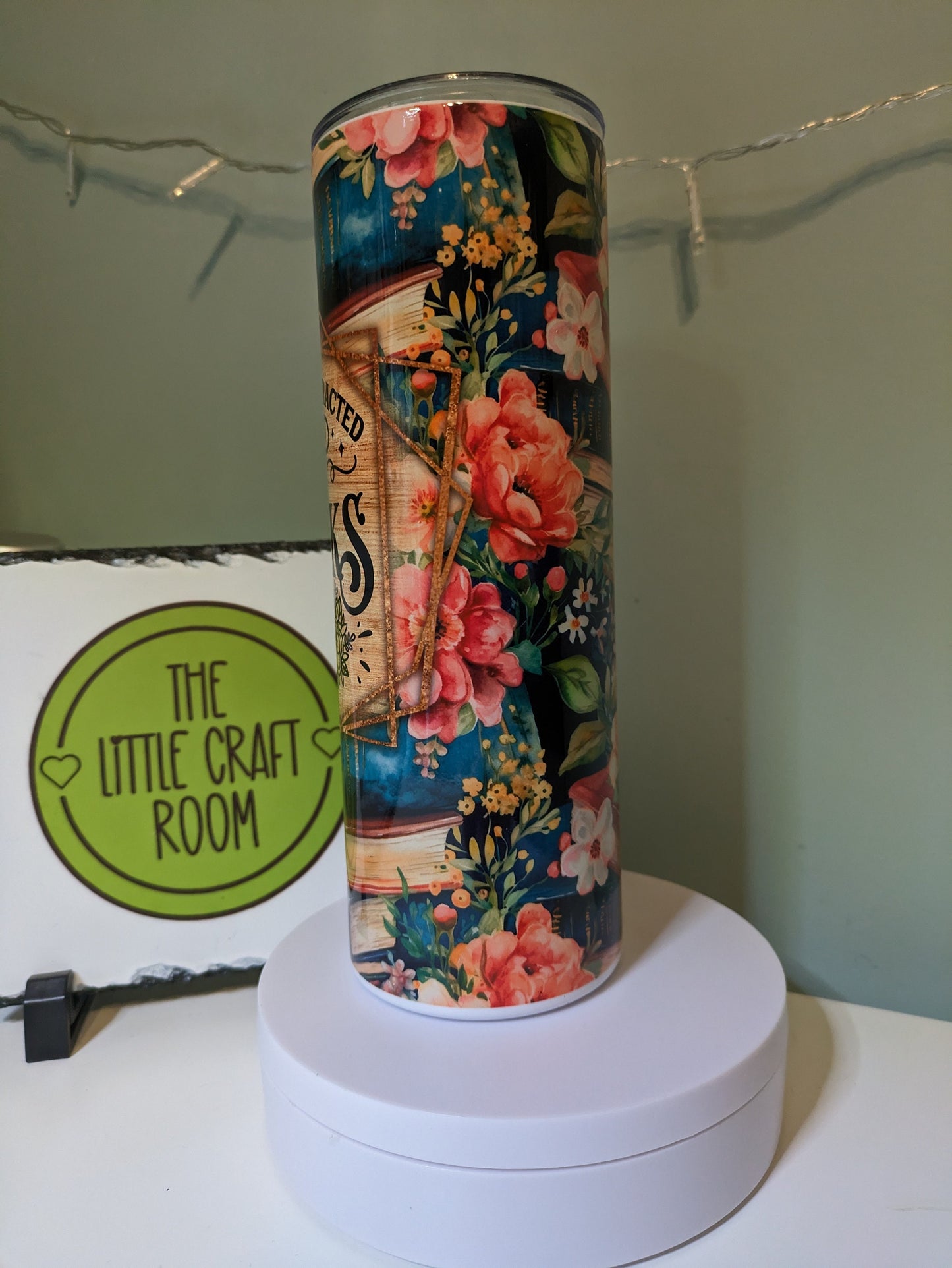 Easily distracted by books book lover skinny tumbler gift