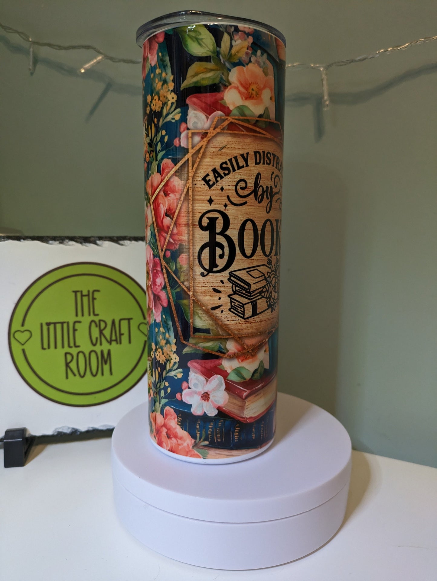 Easily distracted by books book lover skinny tumbler gift