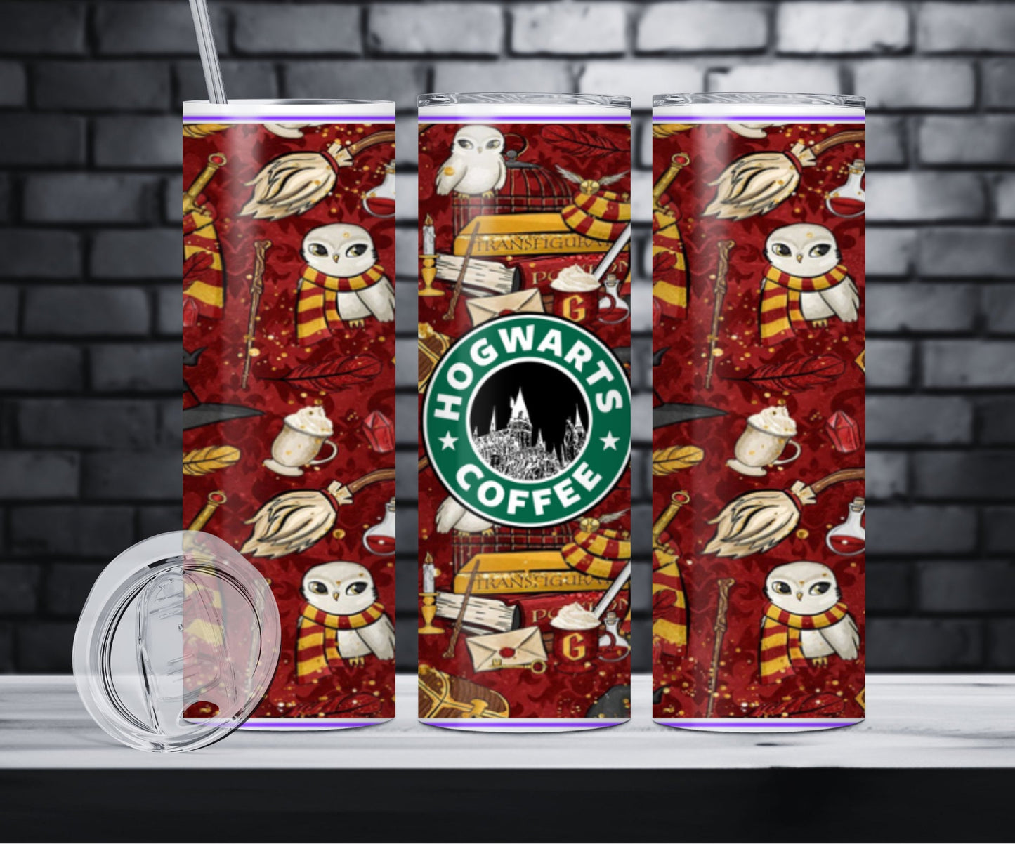 Hogwarts coffee Harry Potter wizard film skinny tumbler gift