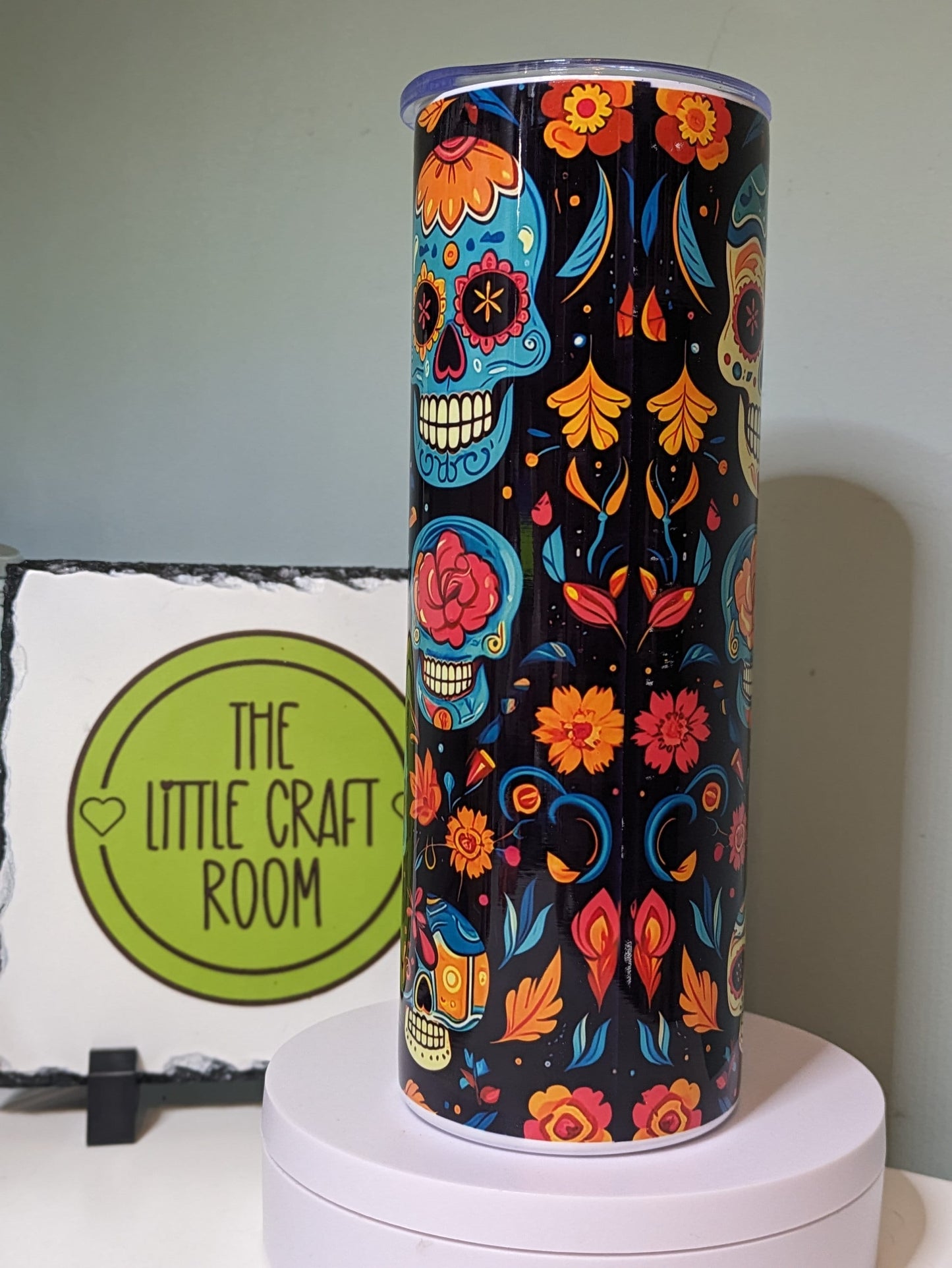 Sugar skull skinny tumbler gift