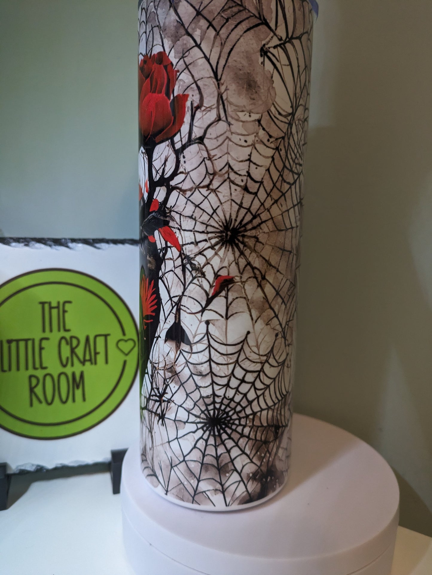 Gothic red rose spiders web skinny tumbler gift