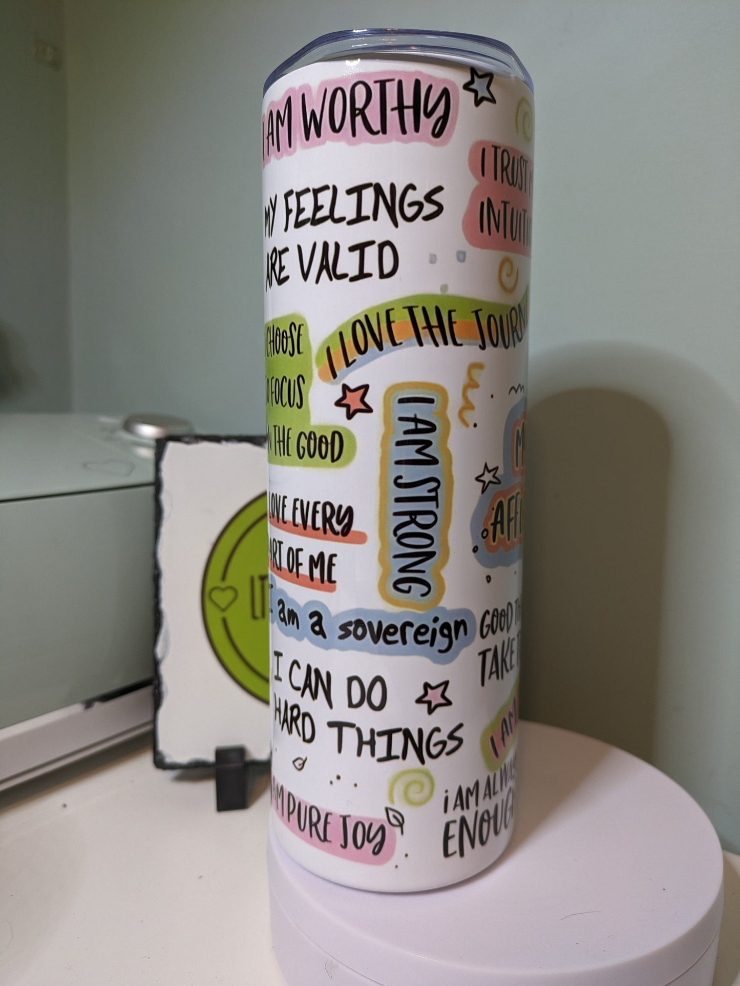 Daily affirmations quotes skinny tumbler gift