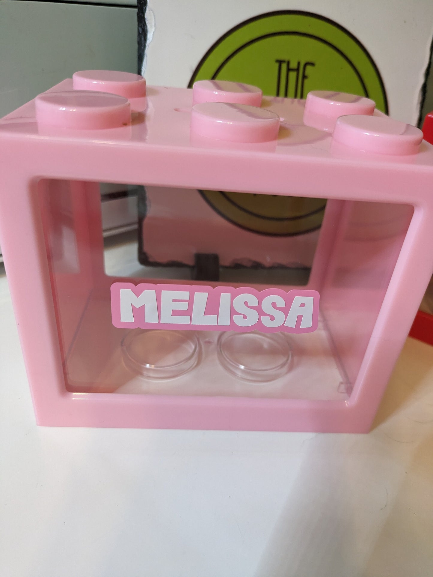 Brick Lego money box personalised