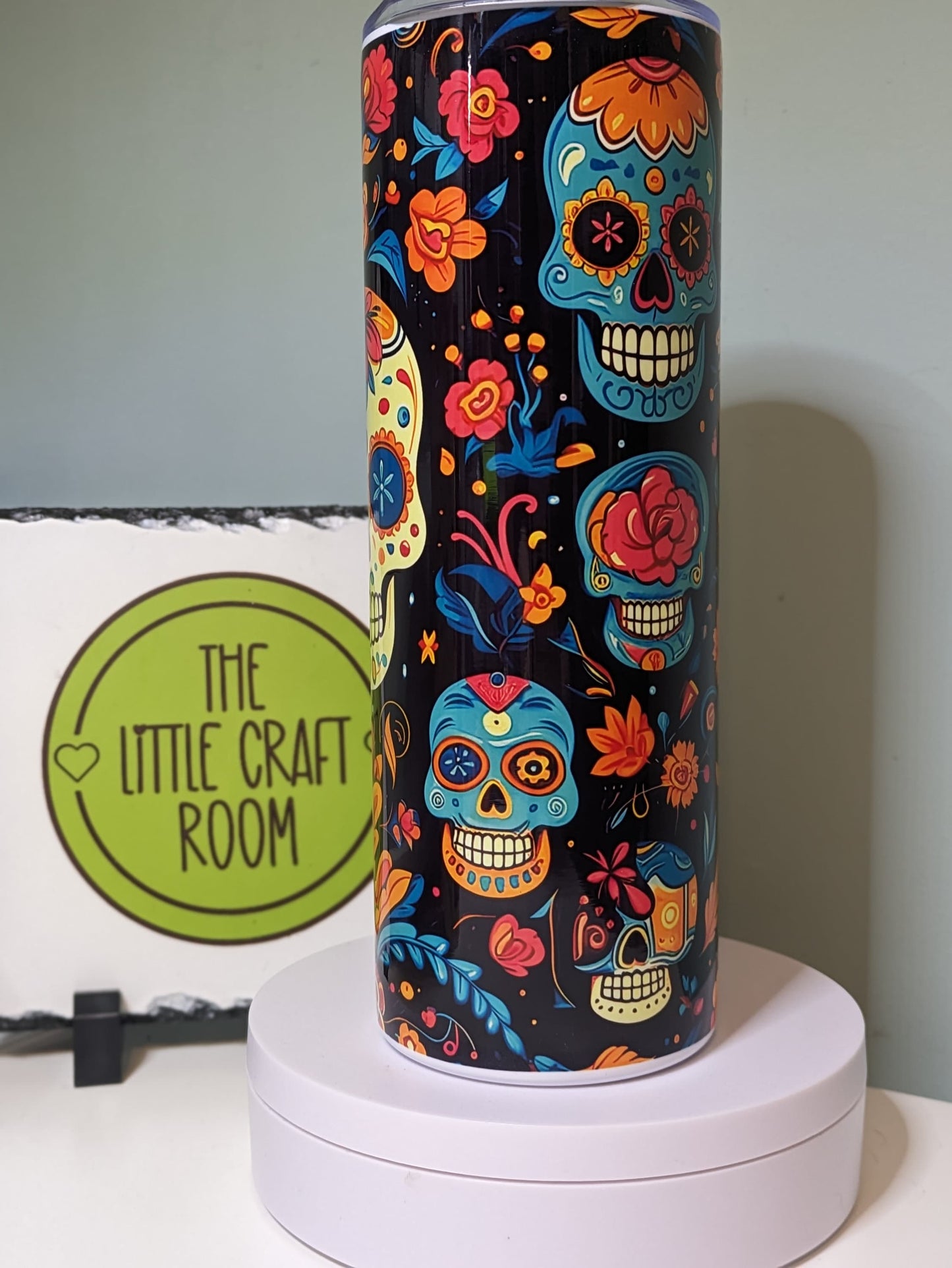 Sugar skull skinny tumbler gift