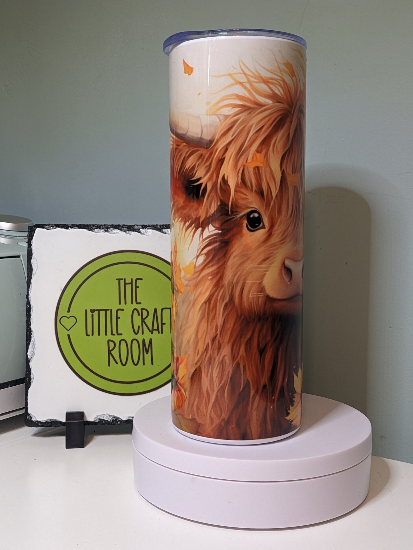 Baby Highland cow with sunflowers tumbler gift