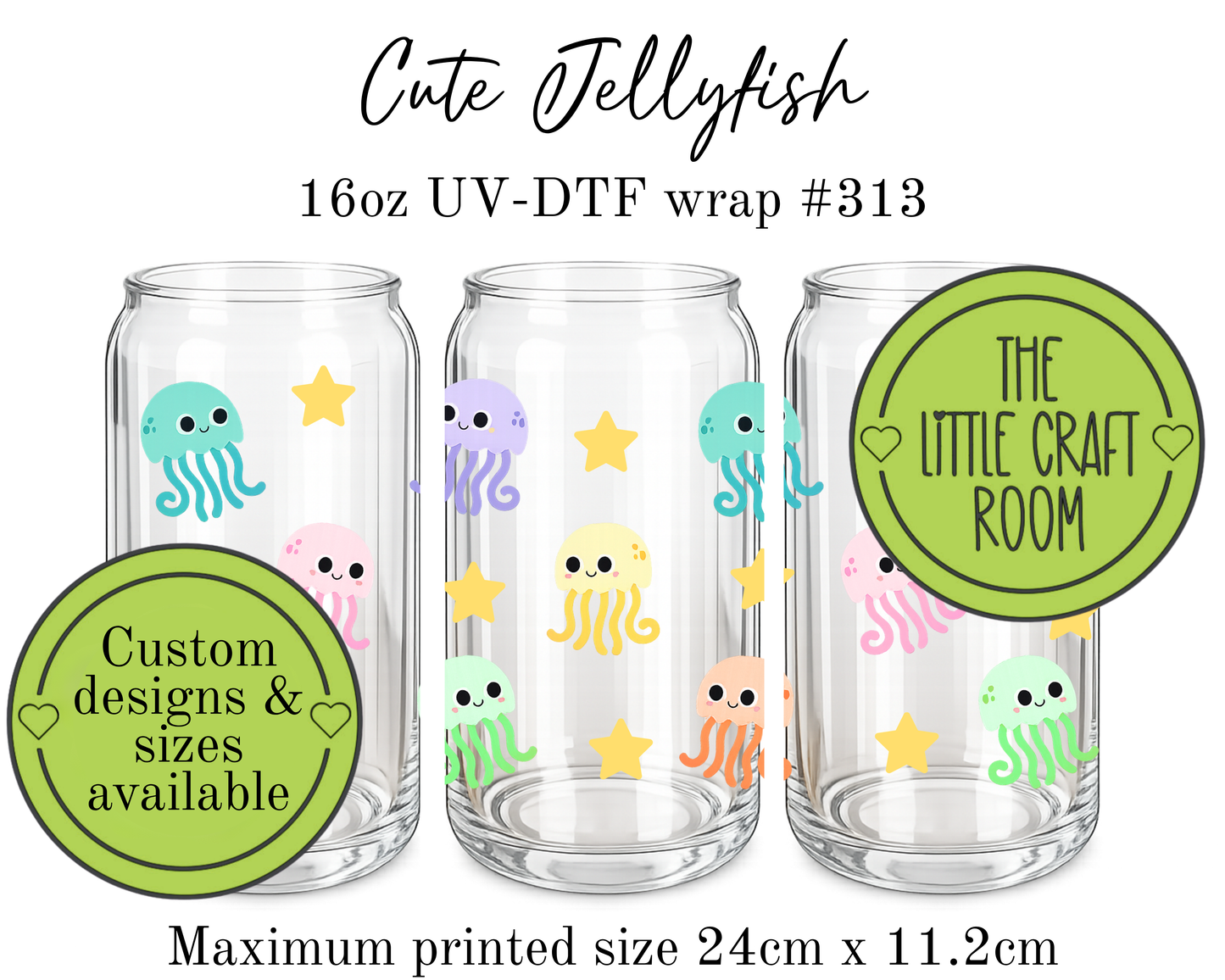 Cute Jellyfish 16oz UV-DTF wrap #313
