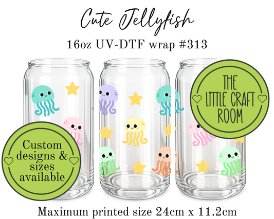 Cute Jellyfish 16oz UV-DTF wrap #313