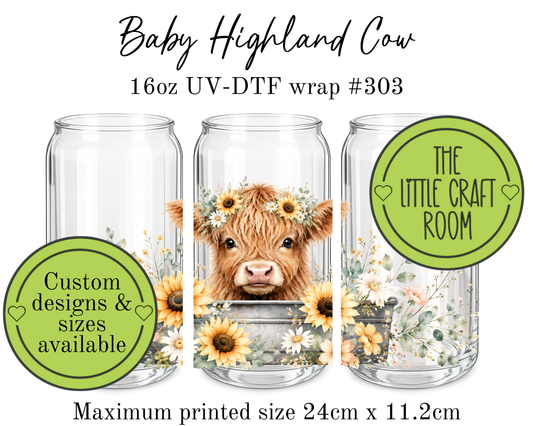 Baby Highland Cow 16oz UV-DTF wrap #303