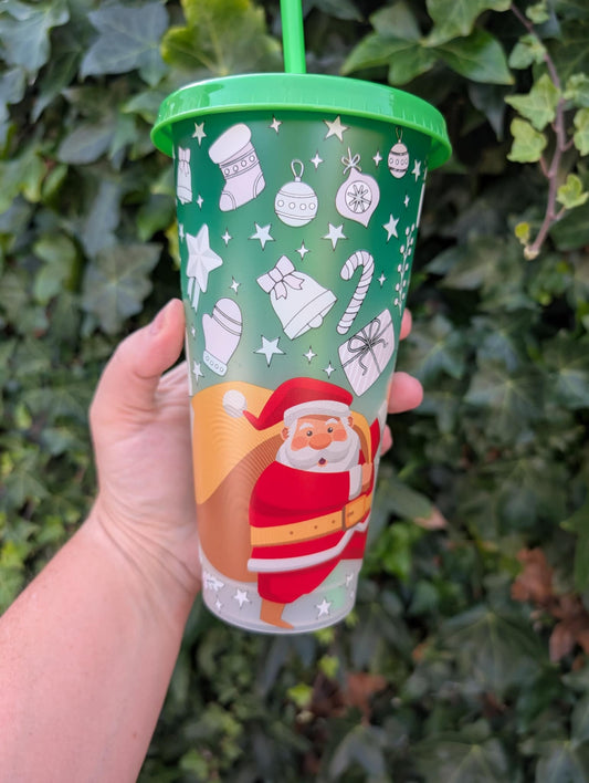 Christmas Colour Change 24oz Cold Cup - Green