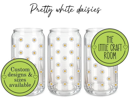 Pretty white daisies 16oz UV-DTF wrap #106
