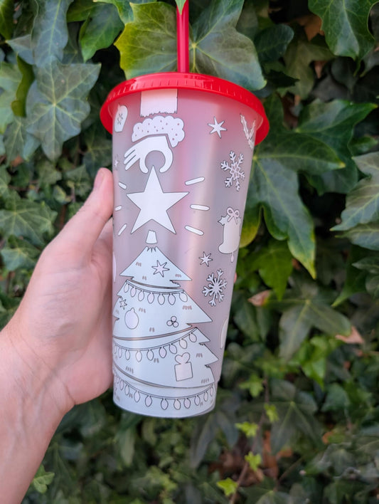 Christmas Colour Change 24oz Cold Cup - Red