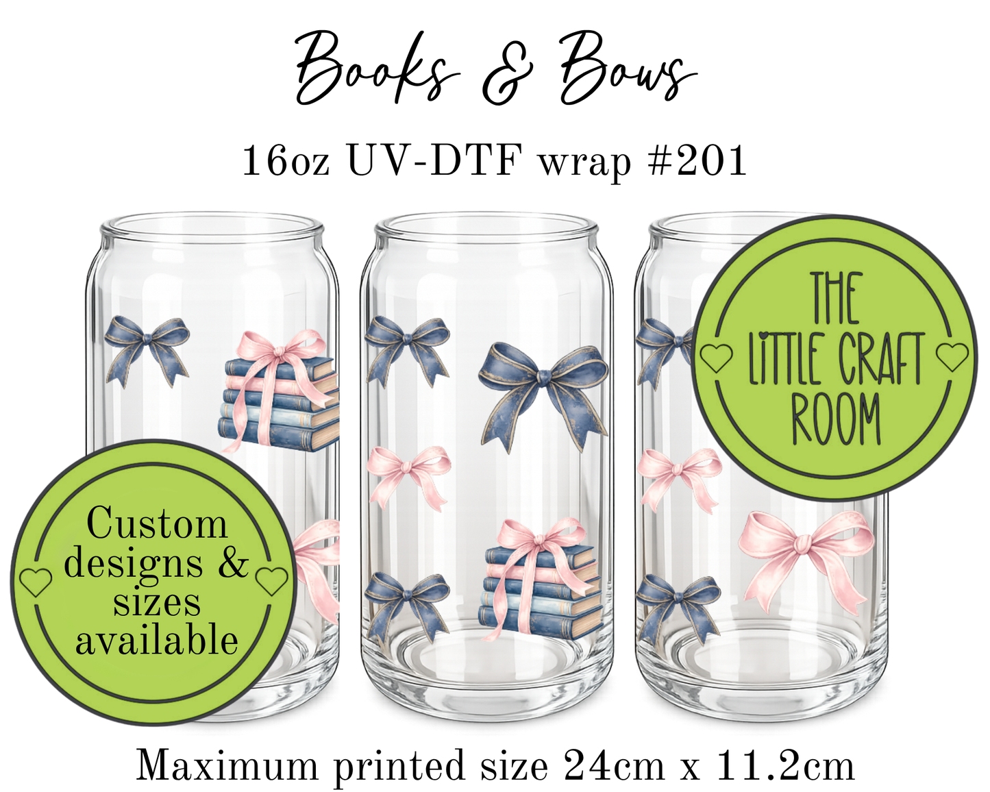 Books & Bows 16oz UV-DTF wrap #201