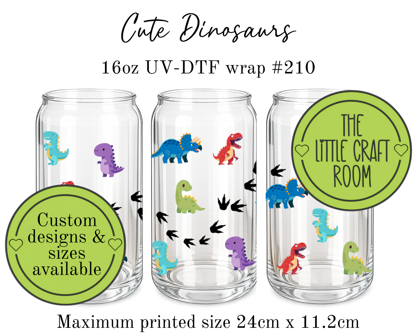 Cute Dinosaurs 16oz UV-DTF wrap #210