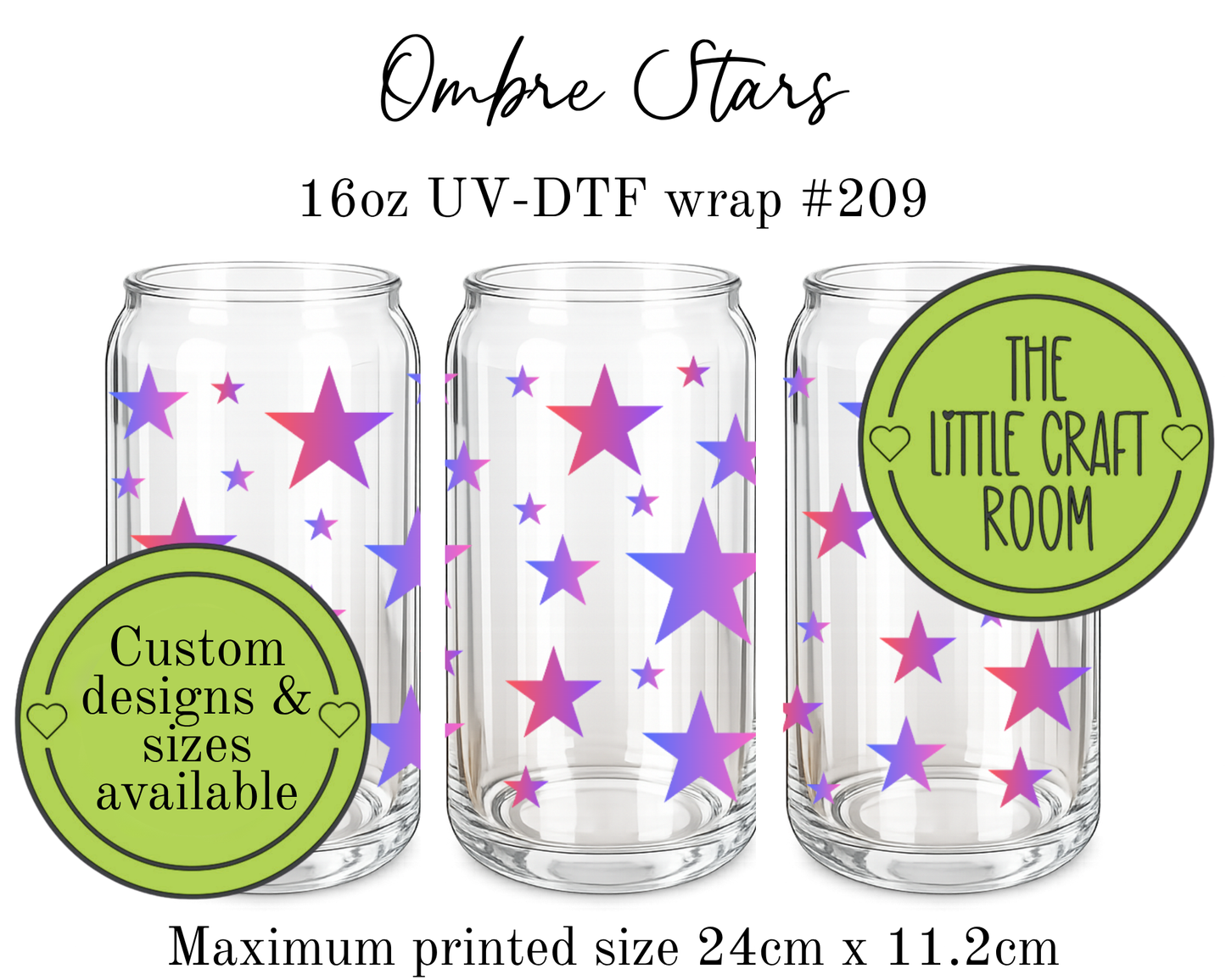 Ombre Stars 16oz UV-DTF wrap #209