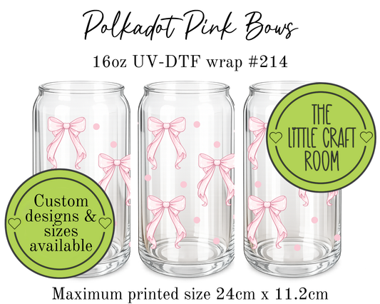 Polkadot Bows 16oz UV-DTF wrap #214