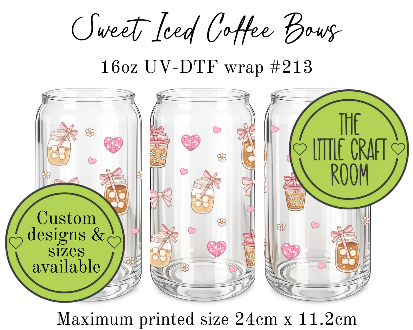 Sweet Iced Coffee Bows 16oz UV-DTF wrap #213