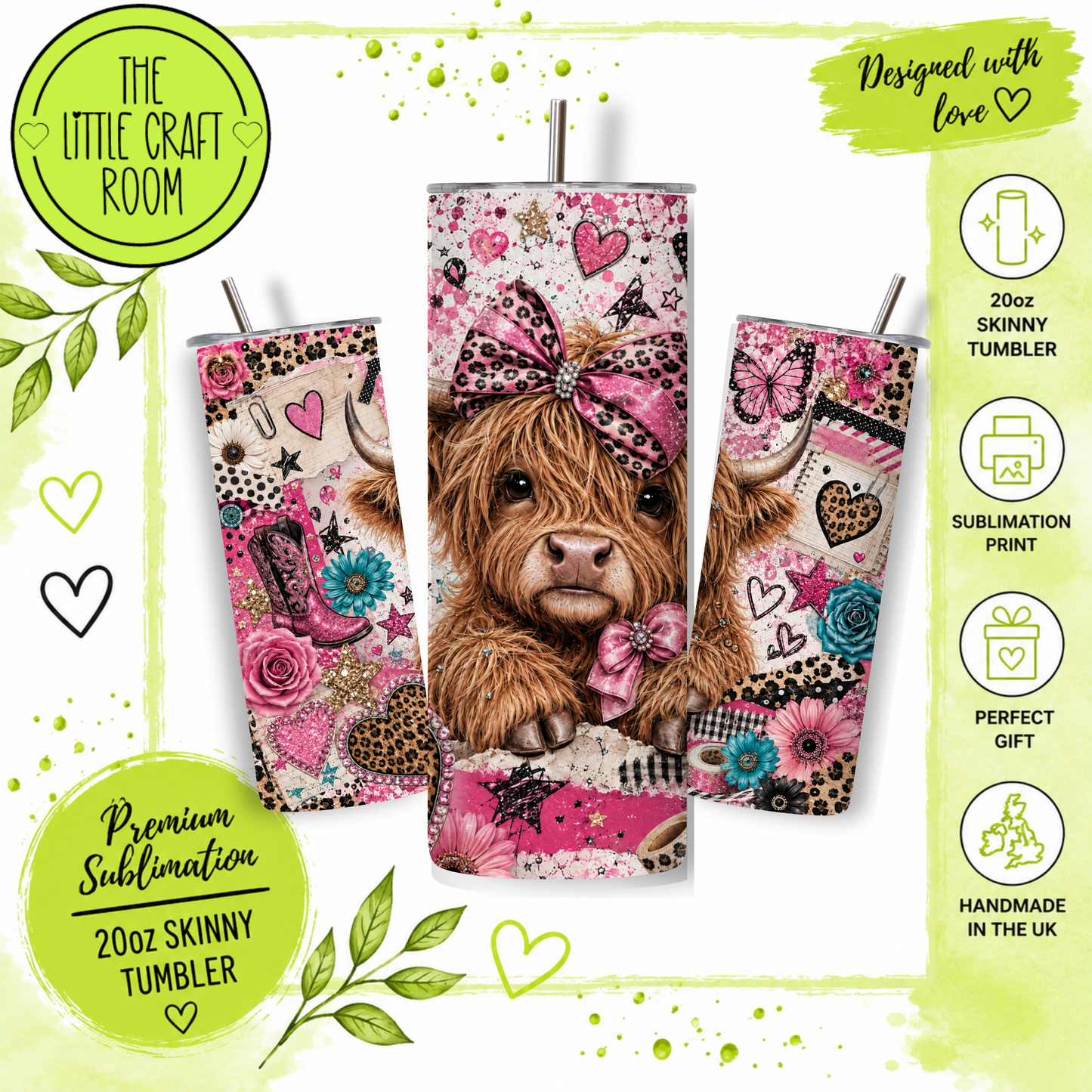 Cute pink cow 20oz Tumbler