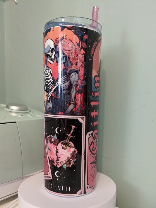 Purrfectly devine - Tarot card cat skinny tumbler gift - Mystic kitty on the go!