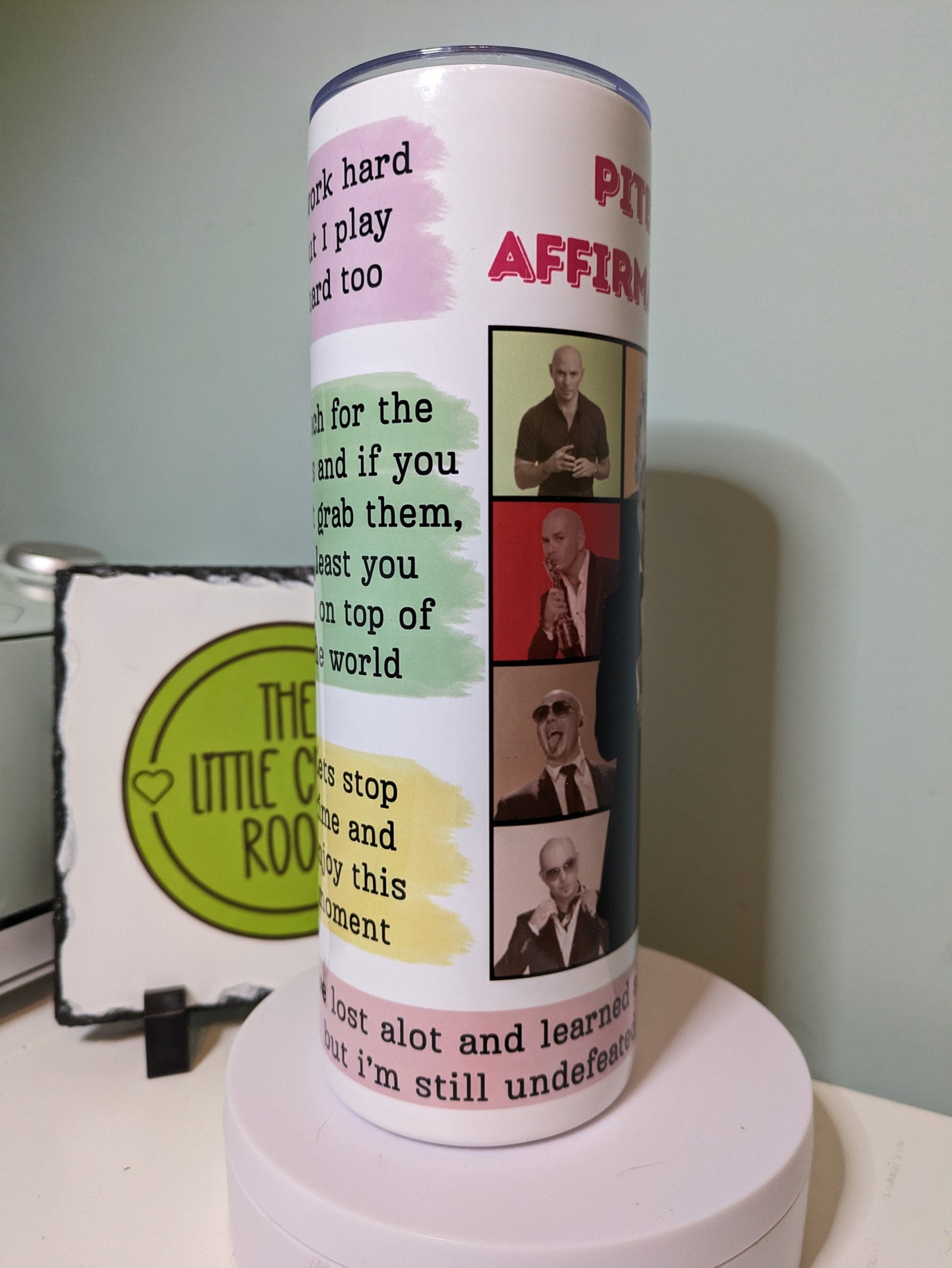 Mr Worldwide Affirmations Tumbler, Funny 20oz Insulated Travel cup